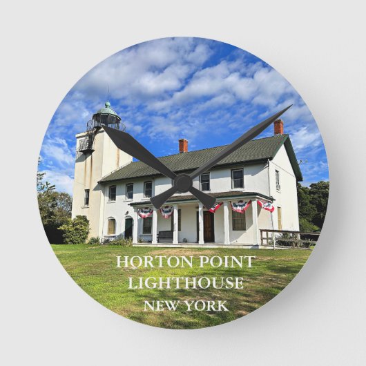 Horton Point Lighthouse, New York Round Clock Runde Wanduhr (Vorderseite)