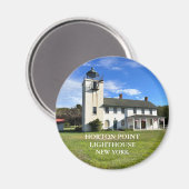 Horton Point Lighthouse, New York Round Magnet (Vorderseite/Rückseite)