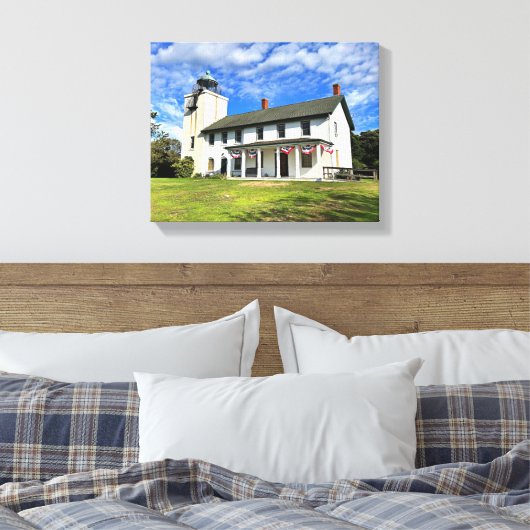 Horton Point Lighthouse New York Wrapped Canvas Leinwanddruck (Insitu (Schlafzimmer))