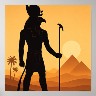 Horus Ägyptische Wüste Sonnenuntergang Poster Art