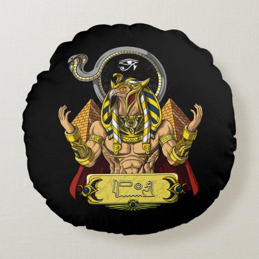 Horus Ägyptischer Gott Ra Pyramids Antike Mytholog Rundes Kissen (Vorderseite)