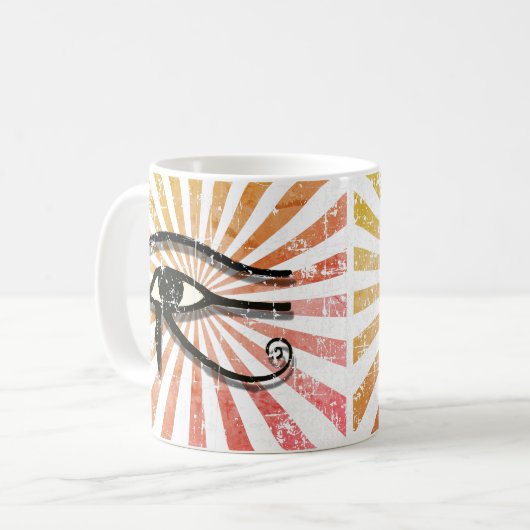 Horus ägyptisches Symbol Retro Sun Kaffeetasse (Vorderseite Links)