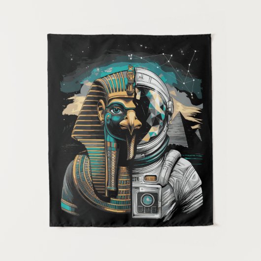 Horus Astronaut - Erkundung alter Güter und Weltra Wandteppich (Vorderseite)