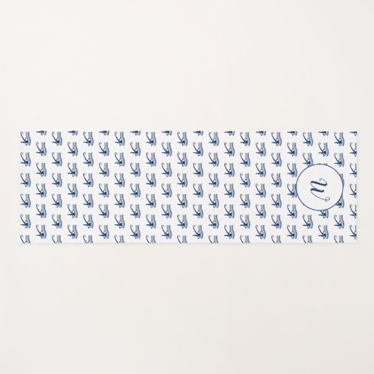 Horus Blue White Gemustert Yogamatte (Vorderseite (Horizontal))