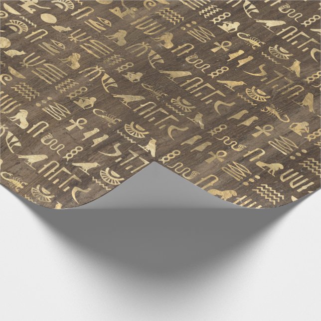 Horus Gold ägyptischer Hieroglyphischer Papyrus 1 Geschenkpapier (Ecke)