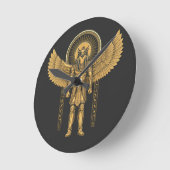 Horus mit Sonnenscheibe Runde Wanduhr (Winkel)