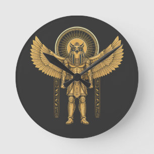 Horus mit Sonnenscheibe Runde Wanduhr