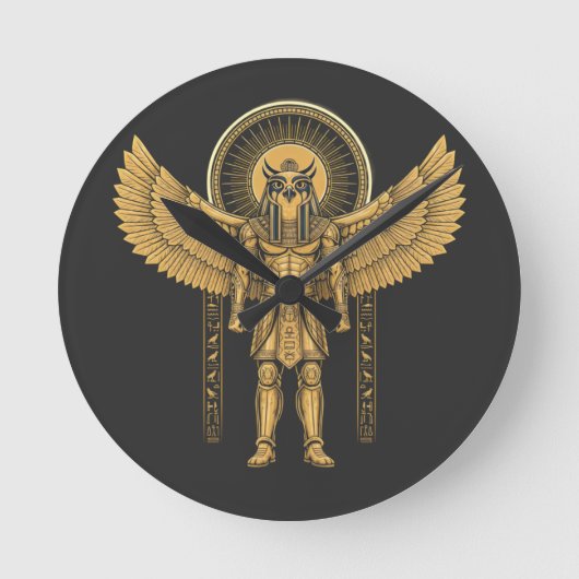 Horus mit Sonnenscheibe Runde Wanduhr (Vorderseite)
