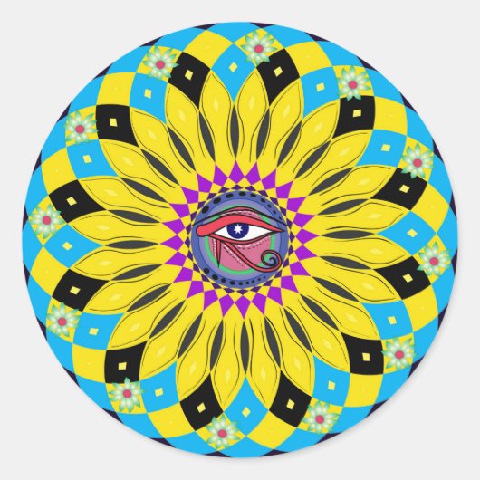 Horus Sonnenblume Mandala Sticker (Vorderseite)