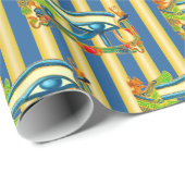 Horusauge auf Gold- und Lapis-Lzuli-Streifen Geschenkpapier (Rolleneckpunkt)