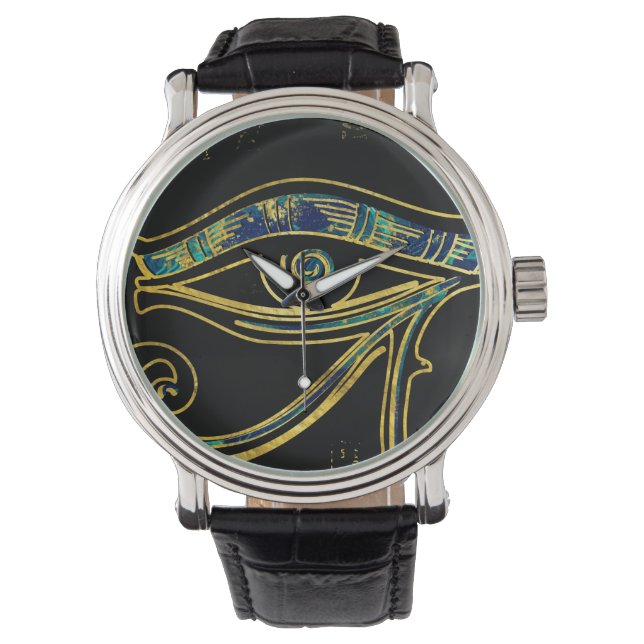 Horusauge auf Hieroglyphen und Marmor Armbanduhr (Vorderseite)
