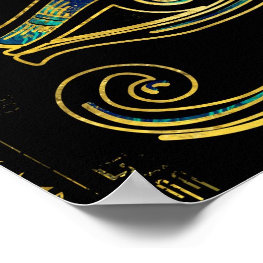 Horusauge auf Hieroglyphen und Marmor Poster (Ecke)