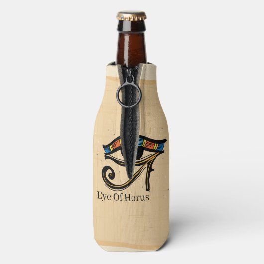 Horusauge auf Papyrus, ägyptische Hieroglyphen Flaschenkühler (Flasche Rückseite)