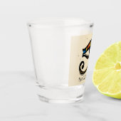 Horusauge auf Papyrus, ägyptische Hieroglyphen Schnapsglas (Links)