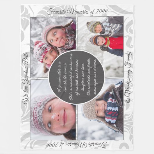 HORZ Oma Foto Name and Message Love Memory Fleecedecke (Vorderseite)