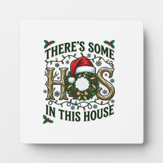 Hos Haus Weihnachtskranz Weihnachtsmann Hut Lichte Fotoplatte (Vorderseite)