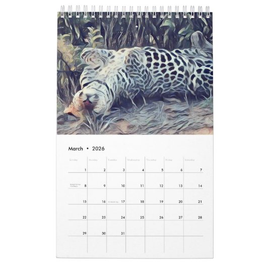 Hosana der Wandkalender des Leopard-2019 (Mär 2026)