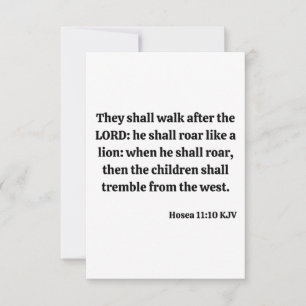 Hosea 11:10 KJV Bible Verse Flat Greeting Card Karte