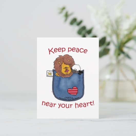 Hosentaschen für Löwen und Lamm Postkarte (Stehend Vorderseite)