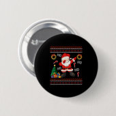 Hospho Santa Claus Dabbing Ugly Christmas Sweater Button (Vorne & Hinten)
