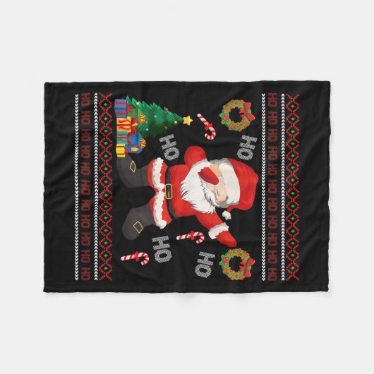 Hospho Santa Claus Dabbing Ugly Christmas Sweater Fleecedecke (Vorderseite (Horizontal))