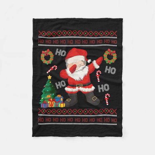 Hospho Santa Claus Dabbing Ugly Christmas Sweater Fleecedecke (Vorderseite)