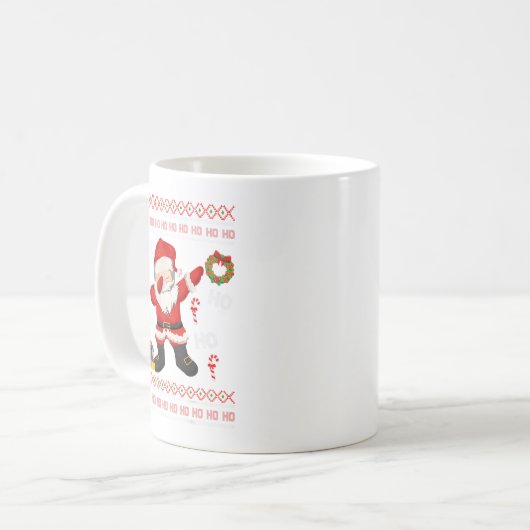 Hospho Santa Claus Dabbing Ugly Christmas Sweater Kaffeetasse (Vorderseite Links)