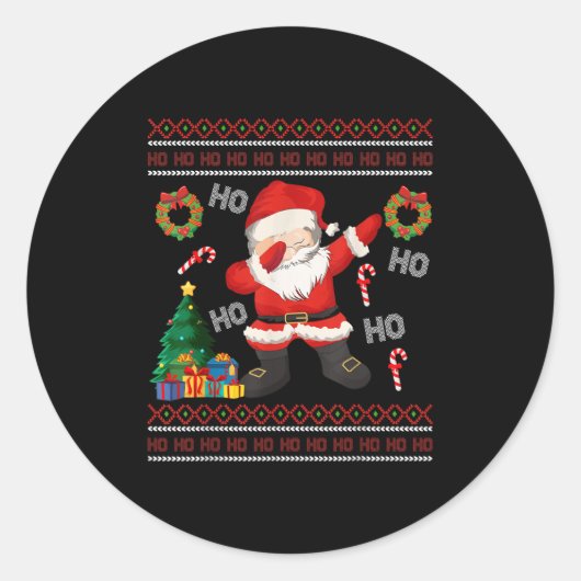 Hospho Santa Claus Dabbing Ugly Christmas Sweater Runder Aufkleber (Vorderseite)