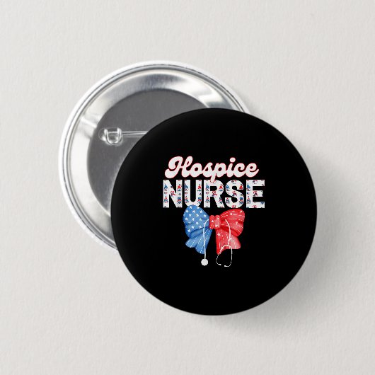 Hospice Nurse, Coquette Bow Stethoscope, 4. Juli Button (Vorne & Hinten)