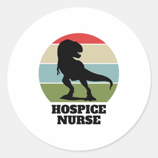 Hospice Nurse Dinosaur Runder Aufkleber (Vorderseite)