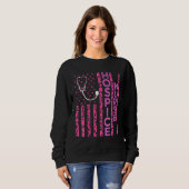 Hospice Nurse Leopard Print Pink Usa Flag Patrioti Sweatshirt (Vorne ganz)