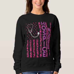 Hospice Nurse Leopard Print Pink Usa Flag Patrioti Sweatshirt