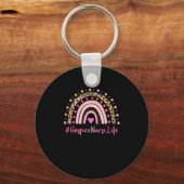 Hospice Nurse Nurse Leopard Print Boho Rainbow NUR Schlüsselanhänger (Vorderseite)