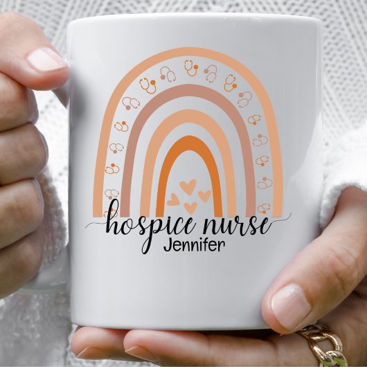 Hospice Nurse Script Rainbow Personalisiert Kaffeetasse