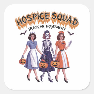 Hospice Squad Halloween für Krankenschwester Quadratischer Aufkleber