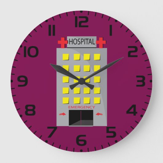 Hospital Building Emergency Entrance Große Wanduhr (Vorderseite)