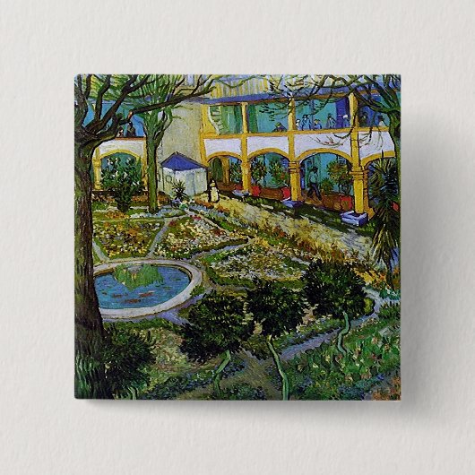 Hospital Courtyard at Arles Van Gogh Kunst Button (Vorderseite)
