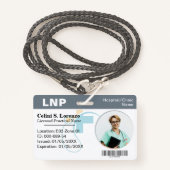 Hospital Medical Employee Photo ID Badge – Gray Ausweis (Vorderseite mit Schlüsselband)