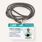Hospital Medical Employee Photo ID Badge – Teal  Ausweis (Vorderseite mit Schlüsselband)