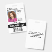 Hospitalist Arzt ID Foto Abzeichen Ausweis (Vorder- & Rückseite)