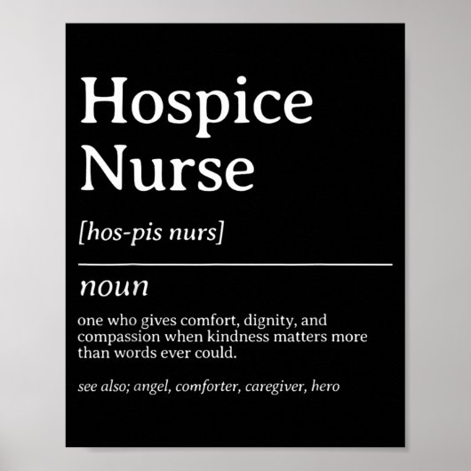 Hospizkrankenschwester Definition Mitgefühl Pflege Poster (Vorne)