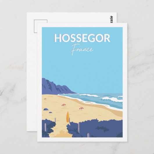 Hossegor Frankreich Berühmter Reiseort Illustratio Postkarte (Vorne/Hinten)
