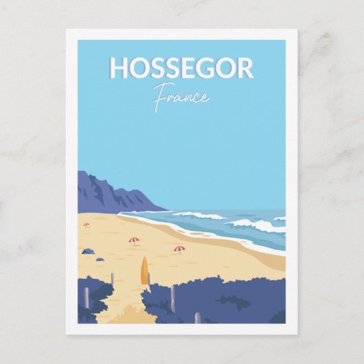 Hossegor Frankreich Berühmter Reiseort Illustratio Postkarte (Vorderseite)