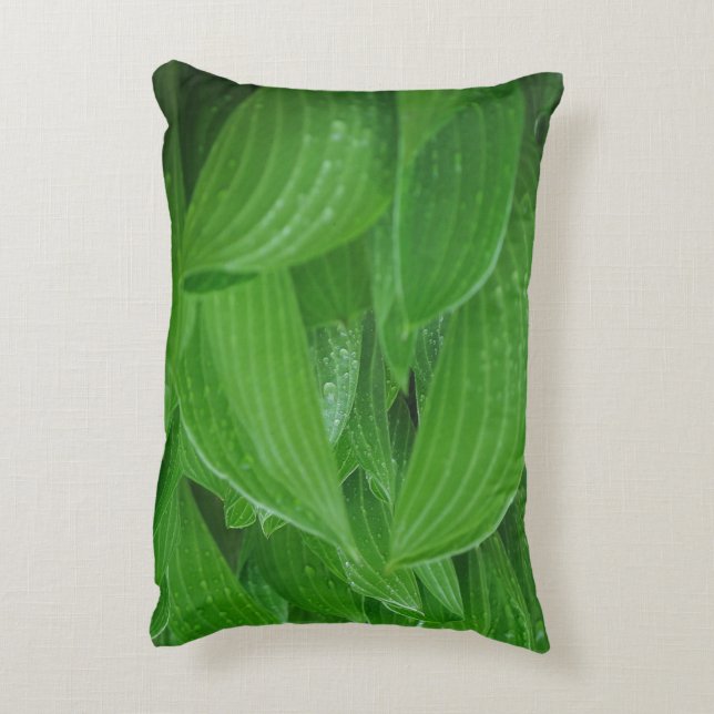 Hosta Blätter mit Raindrops Accent Pillow Dekokissen (Rückseite(Vertikal))