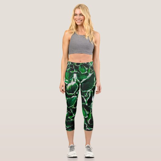 Hosta undulata lebhafte grüne Pflanze Blätter Capri Leggings (Vorderseite)