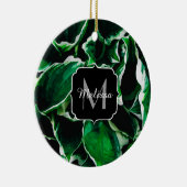 Hosta undulata lebhafte grüne Pflanze Blätter Mono Keramik Ornament (Rechts)