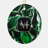 Hosta undulata lebhafte grüne Pflanze Blätter Mono Keramik Ornament (Links)