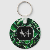 Hosta undulata lebhafte grüne Pflanze Blätter Mono Schlüsselanhänger (Rückseite)