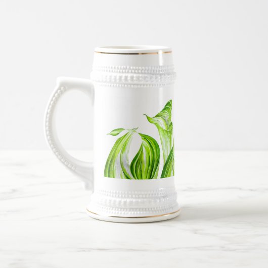 'Hosta with Mosta' auf einem Stein Bierglas (Links)