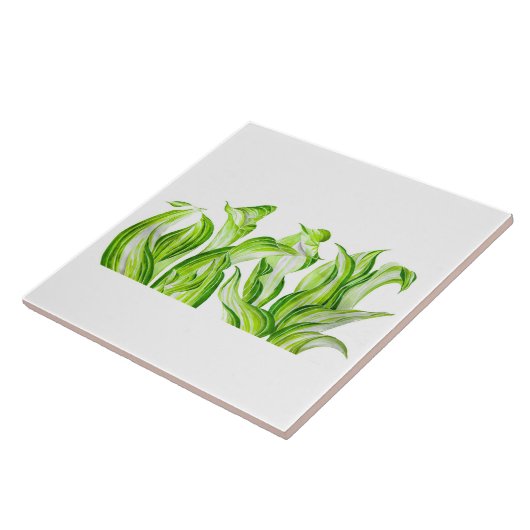 'Hosta with Mosta' auf einer Keramik Tile Fliese (Seite)